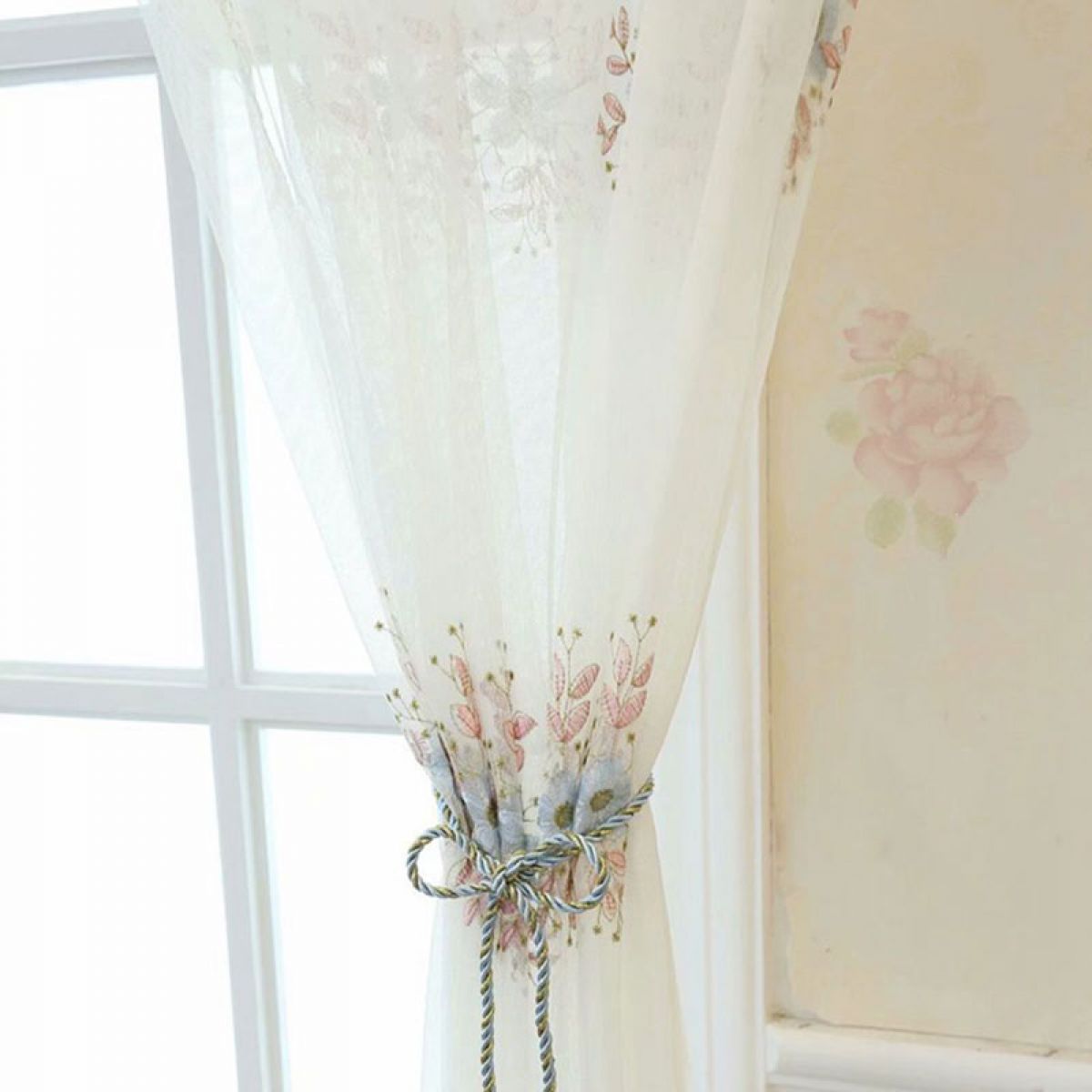 Priscilla Voile Curtain Treatments White Grommet Drapes for Great Room ...